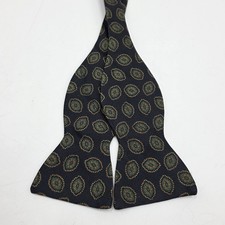 Polo Ralph Lauren Blue Yellow Green Medallion Bow Tie Silk Made in USA Vintage
