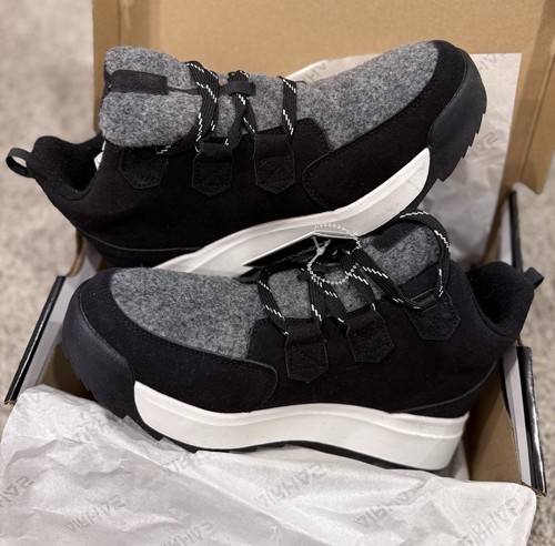 New AIRHAS Black/White Faux Suede Water-Resistant Ankle Boots-10 - Afbeelding 2 van 9