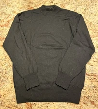 Holt Renfrew Men S Sweater Pure New Wool Italy Pullover Knit Mock Neck Black EUC