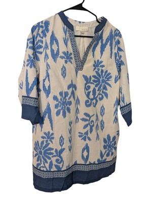 Pinch, Navy Ikat, Blue Tunic Dress, Size S