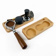 Espresso Tamper Station Base 6 IN 1 Tamping Station Wooden Espresso Organizer...