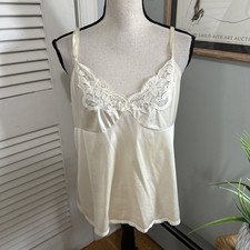 Vintage JC Penney Camisole Top Womens 40/18 Large Cream Dainty Lace Coquette