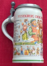 Oktoberfestkrug 2016 mit Zinndeckel offiziell Münchner Wiesn Wirte Fest Krug