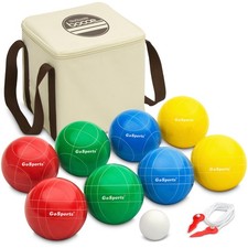 Bocce Ball Set 90mm 8 Balls Pallino Measuring Rope Case GoSports Backyard Resin