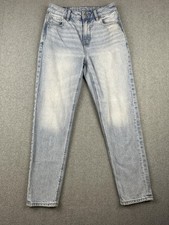 American Eagle Mom Jeans Womens 0 Short Blue Light Wash Strigid Denim Mid Rise