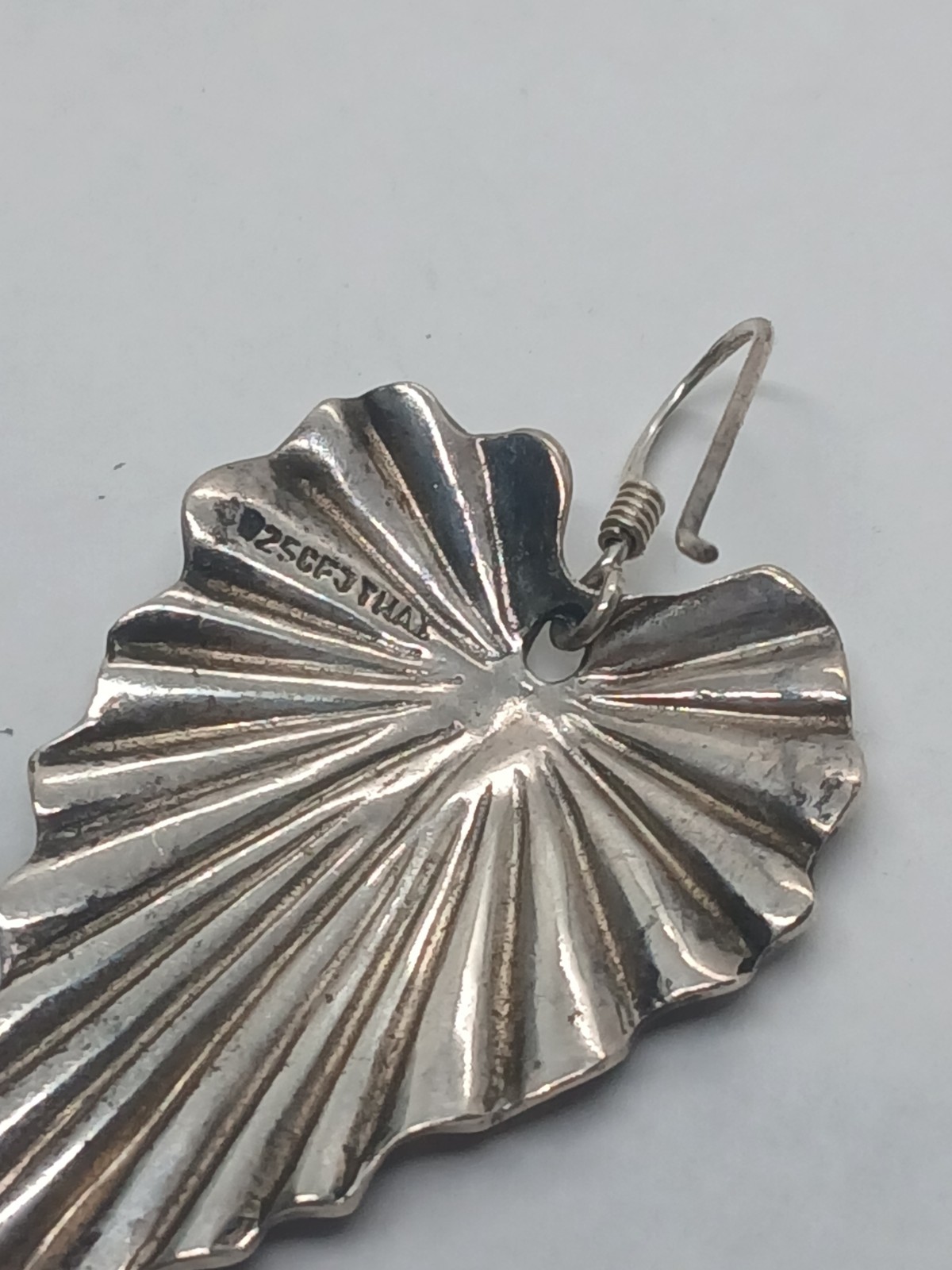 Sterling Silver 925 Leaf Dangle Drop Earrings - image 4