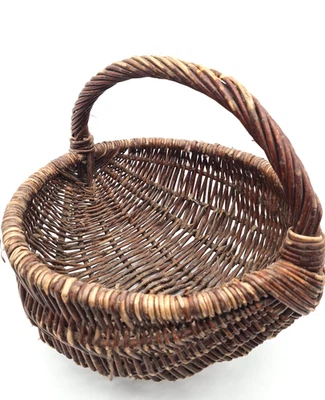 Ancien Panier à Anse en Osier Vintage - French Wicker Basket - E37 - Photo 1/4
