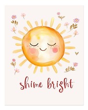 Charming Sun Watercolor Poster Wall Art for Kids' Room Decor