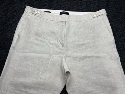 Talbots Pants Women s 14 Petite Light Khaki Windsor  Career Office 100% Linen
