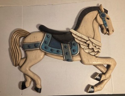Vintage Willits Handcrafted Wooden Painted Carousel Horse Wall Decor Taiwan 