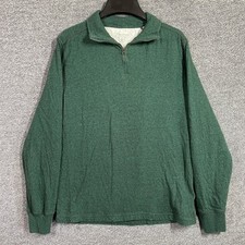 J.Crew Sweater Mens M Quarter Zip Pullover Green Heather Cotton Knit