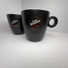 Caffè Vergnano Black Coffee Mug Set of Two Ceramic Cups 8 oz