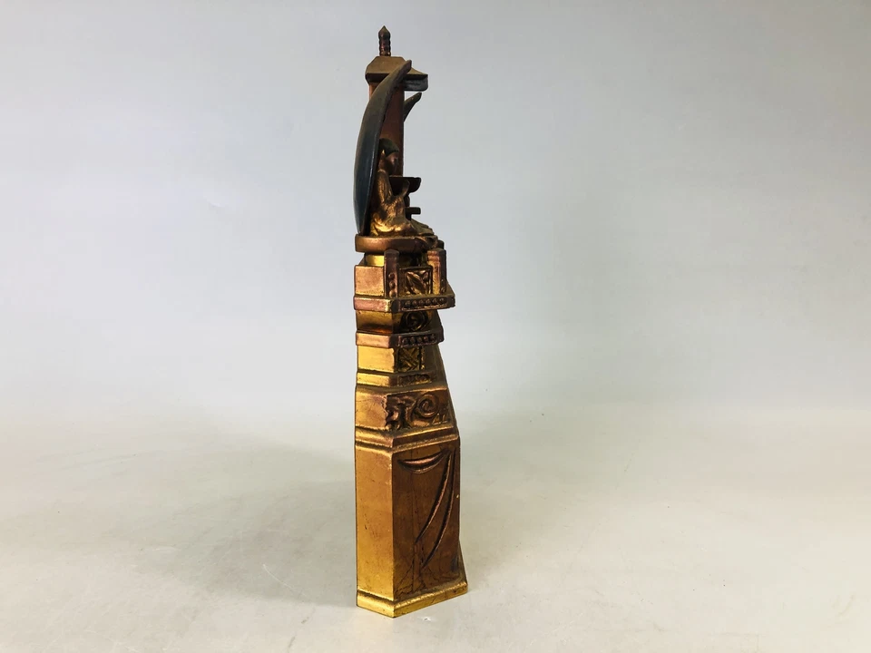 Y6779 ESTATUA tallada en madera figura de Buda pintura dorada Japón interior antiguo Foto 2 de 4