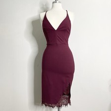ASTR The Label Dress Women's L Red Burgundy Lace Bodycon Dress Cocktail NEW