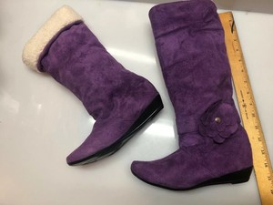 flat purple suede boots