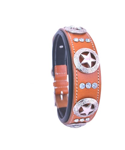 Shwaan studded with star and crystals Premium Leather Dog Collar Christmas day - Picture 17 of 25