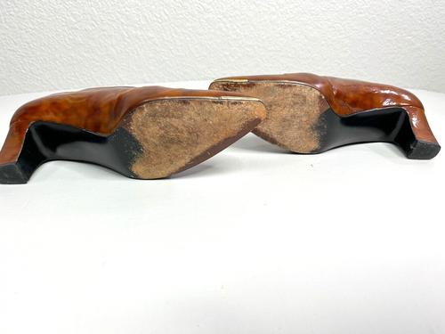 Vintage Stuart Weitzman Brown Patent Block Heel Pumps Gold Hardware 7.5 to 8 - Picture 9 of 10