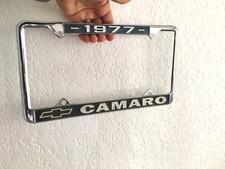 Vintage 1977 Chevrolet - Camaro Metal Dealer License Plate Frame BLUE