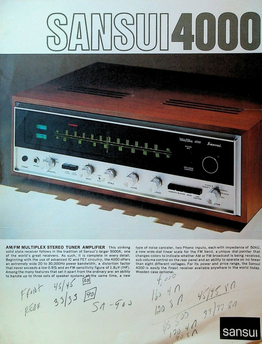 Sansui 4000 Stereo Tuner Amplifier Ad Sheet 1970s | eBay