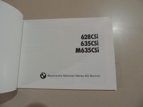 Owner`s manual handbook BMW 628 CSi 635 CSi M 635 CSi E24 06.1986 - Picture 3 of 5