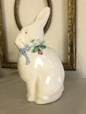 Vintage The Haldon Group Japan Ceramic Albino Strawberry Bunny Rabbit 1987