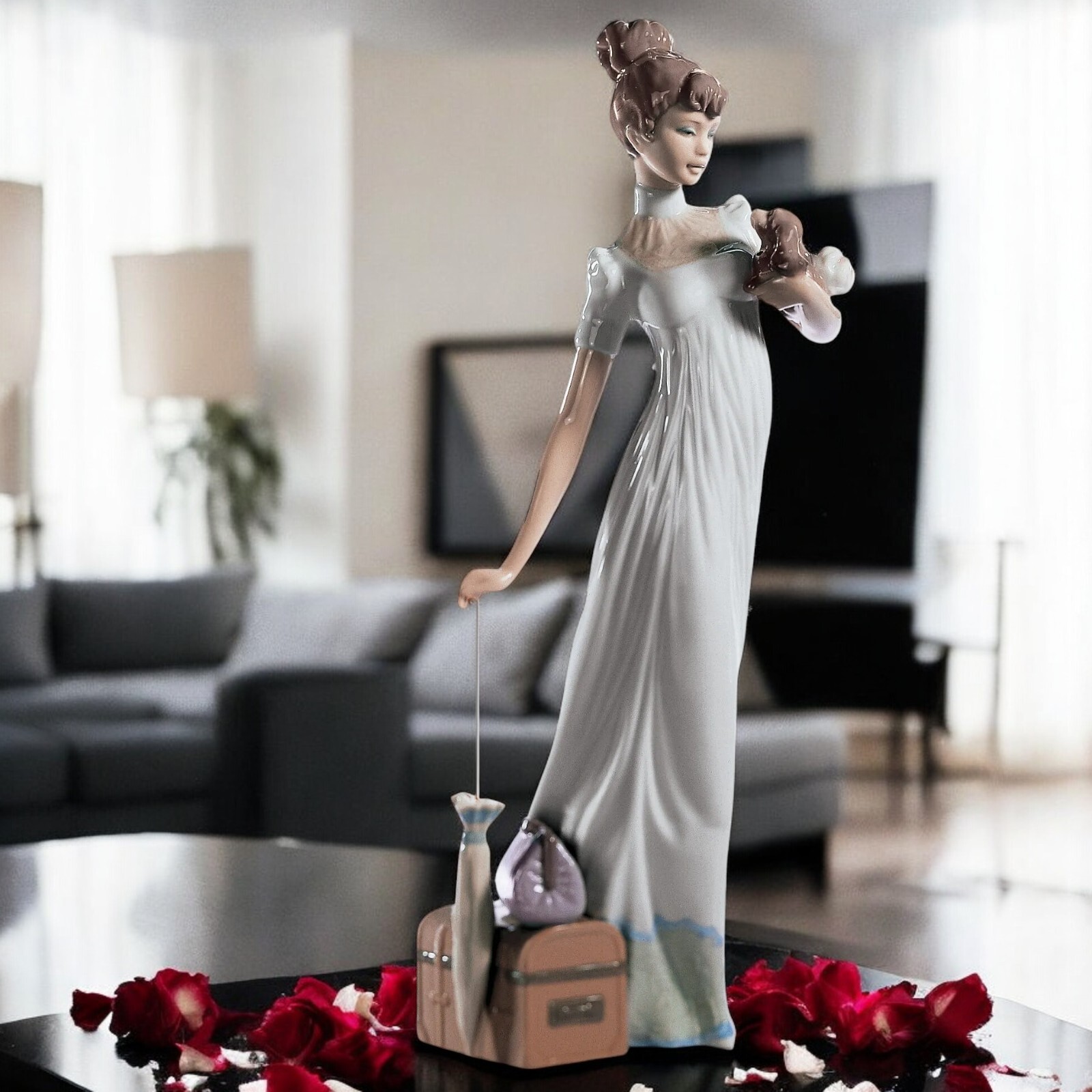 Lladro Traveling Companions Woman Figurine 01006753 Elegant Porcelain Collectible