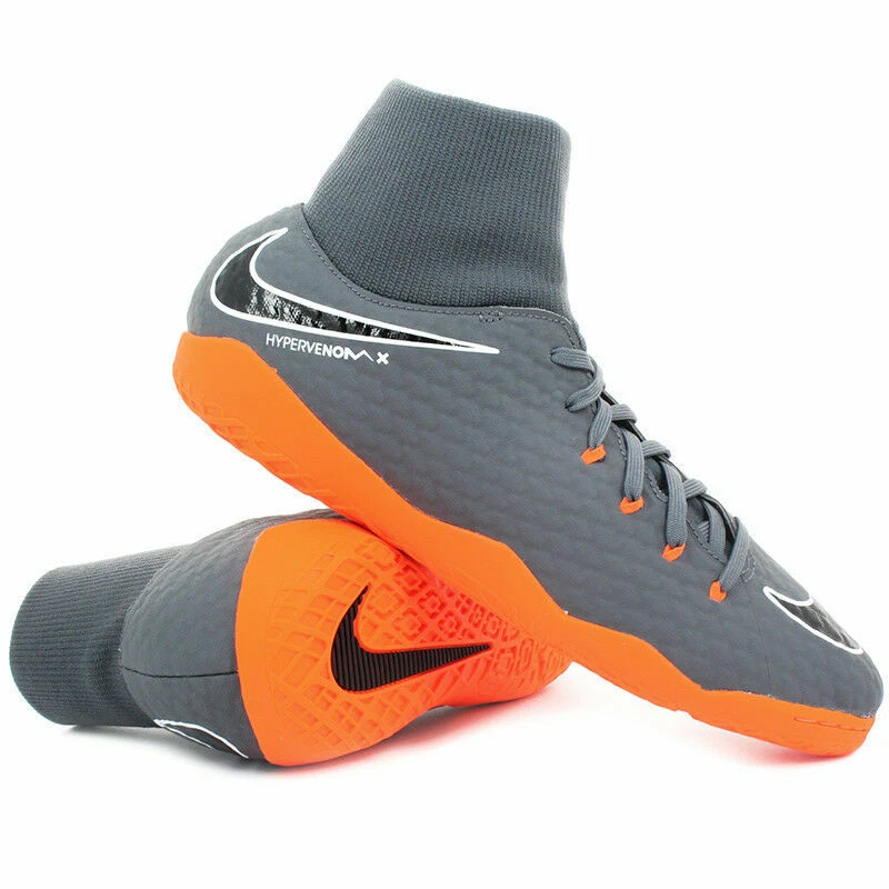 Nike Hypervenom PhantomX 3 Academy Mens 6.5 Gray Orange Indoor Soccer Shoes NEW |