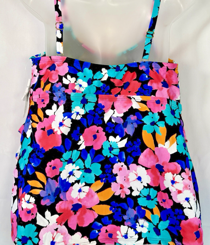Island Escape Women's Black Floral Print Tiered Underwire Tankini Top Size 16W - Picture 6 of 9