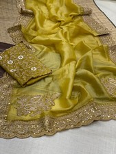 Designer Sari Bollywood Bridal Silk Saree Blouse South Indian Bridal Party Wear