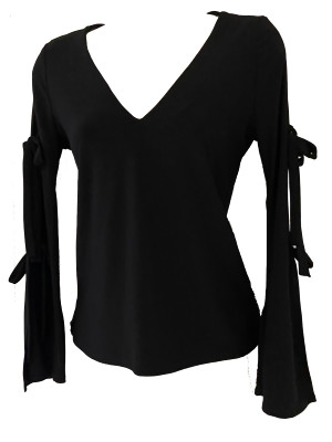 RIVER ISLAND SCHWARZES OBERTEIL MIT BINDEÄRMELN Größe 6/8
