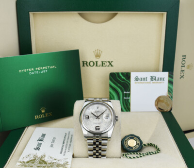 ROLEX Stainless Steel DATEJUST 36mm Silver Floral Jubilee 116200
