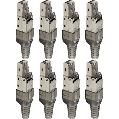 8x Netzwerkstecker werkzeuglos RJ45 Metall Stecker CAT6A LAN vergoldete Kontakte