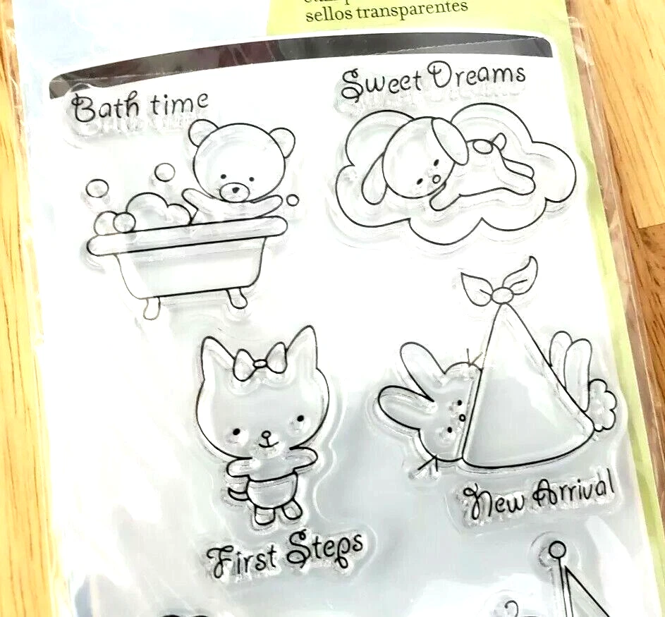 ¡NUEVO! Juego de sellos transparentes Inkadinkado ~ BABY LOVE ~ niño o niña bebés niños Foto 3 de 4