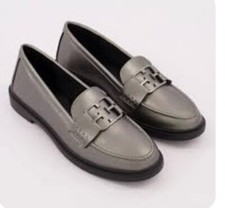Elle PEWTER Satin METALLIC  LOAFERS UK 5 EU 38 Brand New  VEGAN FRIENDLY 
