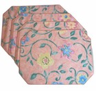 Placemats Set Of 4 Floral Rectangular Peach Vintage Fabric Colorful Spring