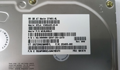 Maxtor 60GB IDE 3.5" Hard drive Disk IDE D740X-6L MX6L060J3 Parts Or Repair - Picture 3 of 6