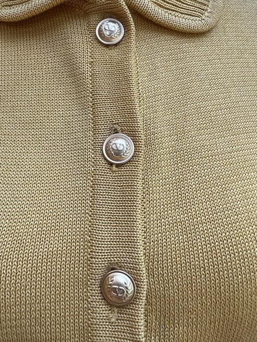 Womens Vintage 1990s Designer Valentino Short Sleeve Mustard Sweater Small - Picture 3 of 7