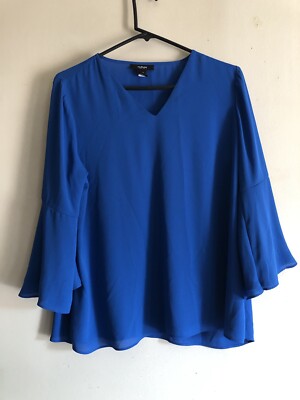 Alfani Petite Blue Bell-Sleeve Blouse Size 12P