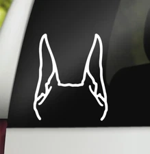 Doberman Ears 5" White Vinyl Decal Car Truck Windows Laptop Tablet Notebook