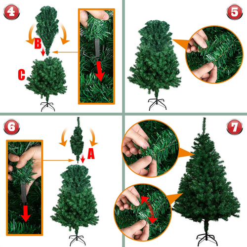 5/6/7FT Christmas Tree Pine Bushy Artificial Xmas Tree Home Decor W/Metal Stand - Picture 8 of 20