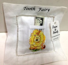 Adorable Keepsake Linen Tooth Fairy Pillow Lion Print Designs by Beverly