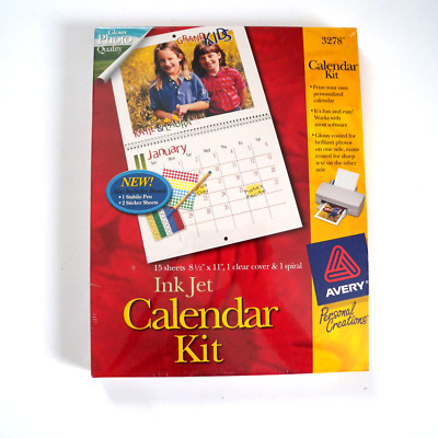 Avery Ink Jet Calendar Kit 3278 New 15 Sheets 1 Cover 1 Spiral Sealed ...