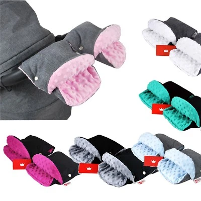 BABYLUX MUFF Handmuff Minky/Wolle Handwärmer - Kinderwagen Buggy Handschuh 2 Stk