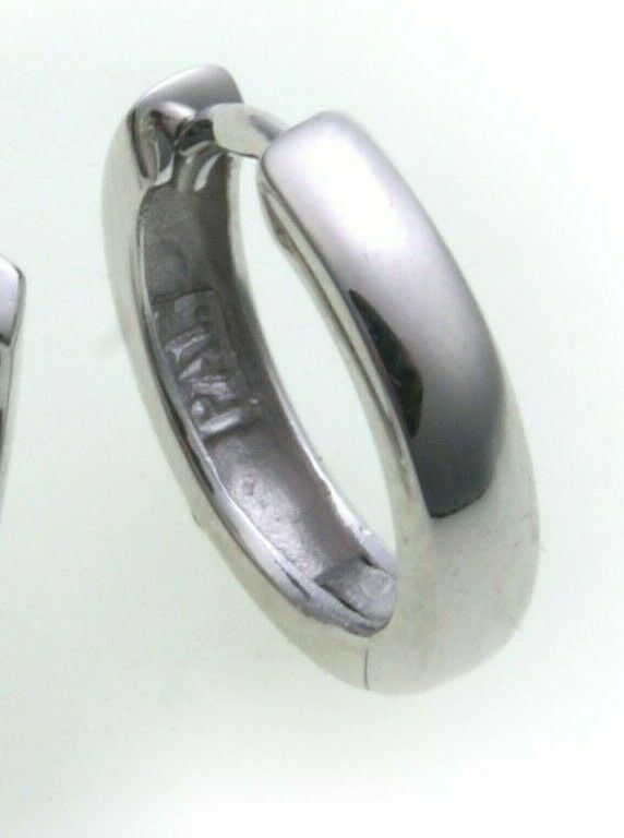 Hombre Pendiente Plegable de Aro Oro 333 Brillo 14MM Creoles Blanco Top Nuevo