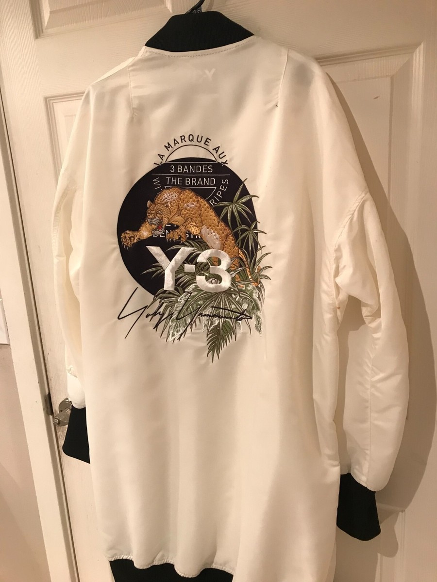 Y-3 Yohji Yamamoto Leopard Embroidered Oversized Bomber Large 