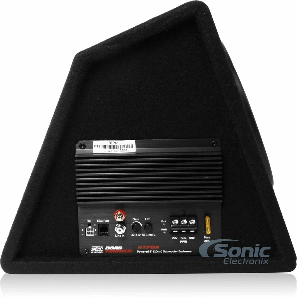 Caja de gabinete de subwoofer ventilado cargado amplificado MTX Audio RTP8A 360W 8" Foto 2 de 4