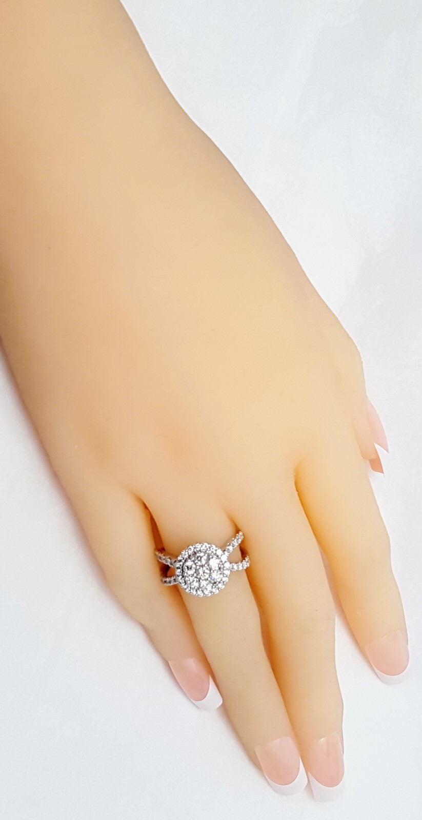 Unique 14K Solid White Gold Designer Split Shank … - image 14