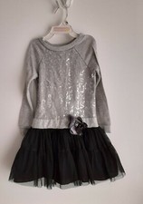 Silver and Black Girls sequin and tulle Dress Holiday size 4 Holiday Party Dress