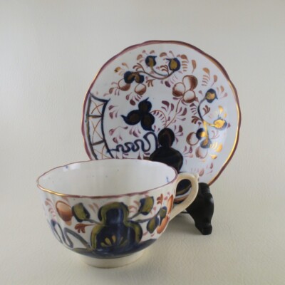 OYSTER PATTERN Gaudy Welsh Oversized Breakfast Cup & Saucer EXCELLENT