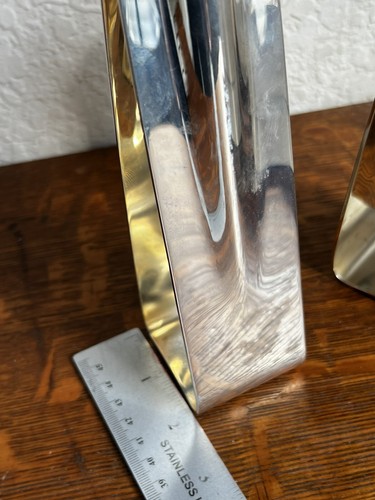 ORI RESHEF ISRAEL SILVER PLATE CANDLE HOLDERS PAIR - Picture 8 of 15